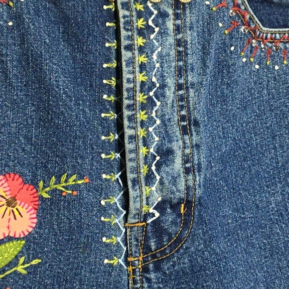 Vintage DKNY JEANS high waisted embroidery hippie - Picture 9 of 16